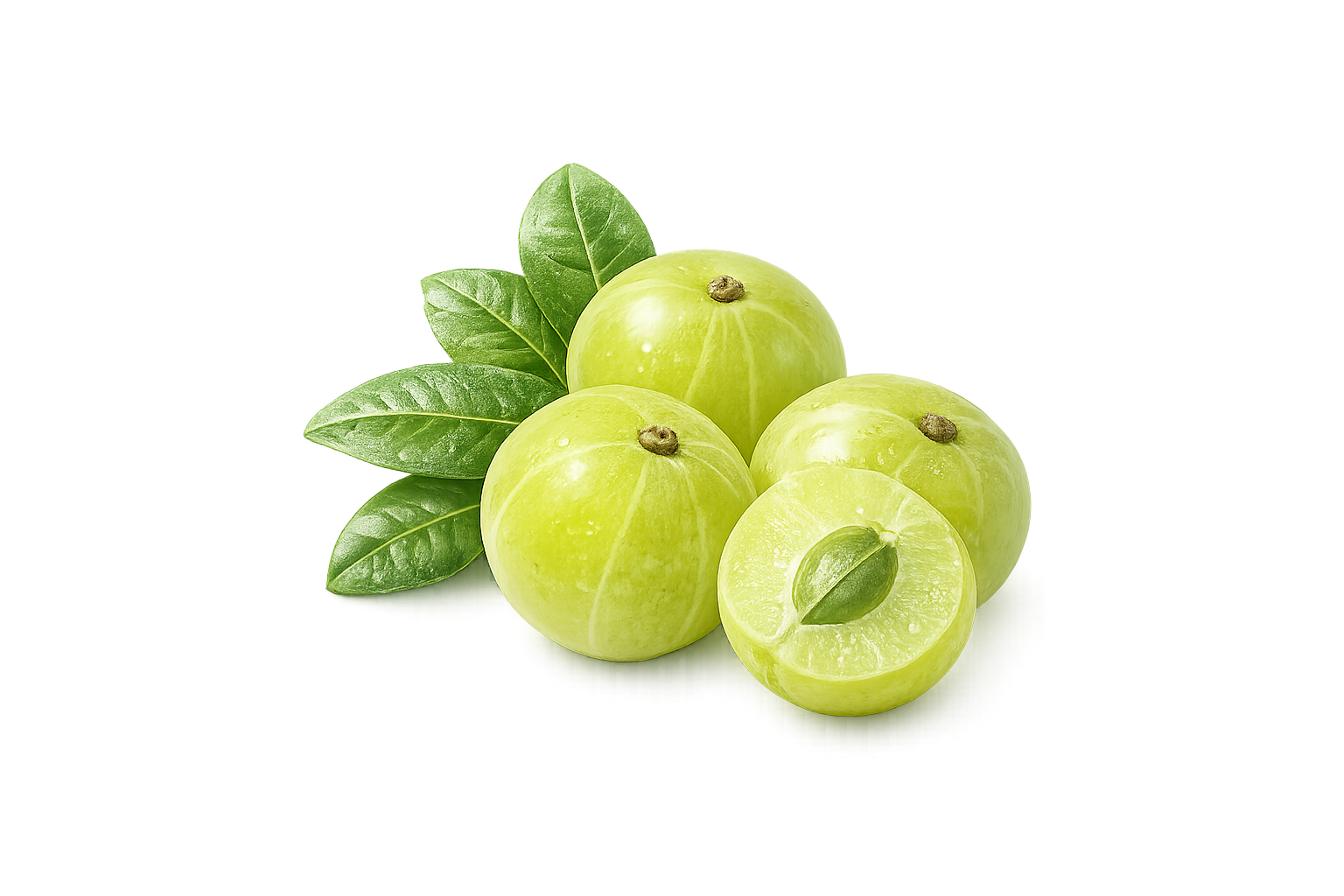 Fresh Indian gooseberries with leaves