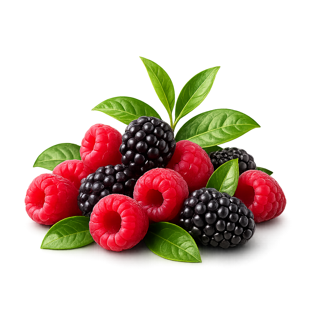 Fresh raspberries and blackberries